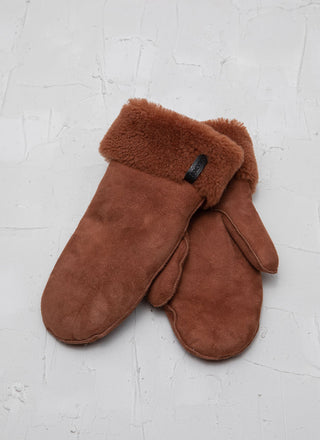 Cala Jade brown leather mittens on a white background