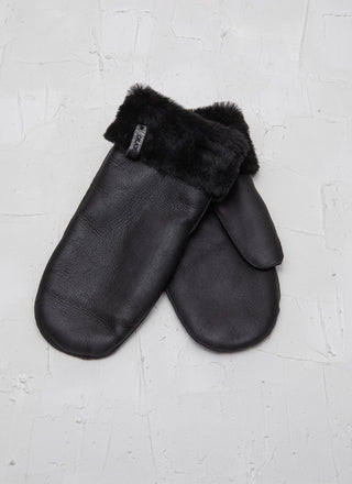 Cala Jade black leather mittens on a white background