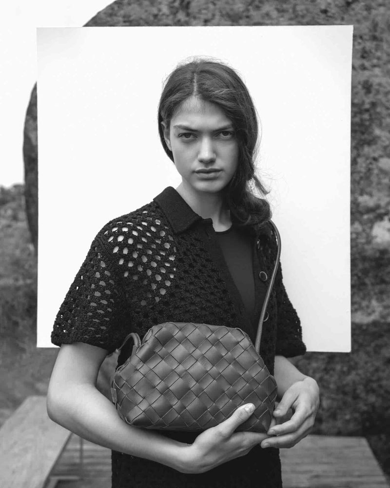 Cala Jade black and white image aimee clutch on model