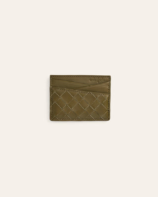 Green wallet with brand logo on a white background