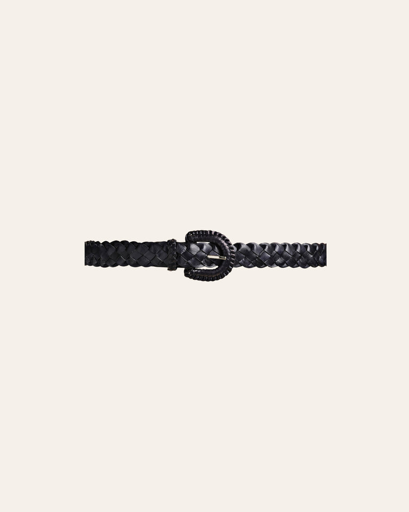 Cala Jade braided leather belt black silver
