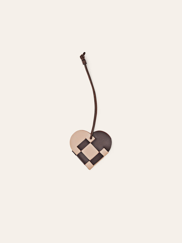 Misu Heart leather charm fudge and beige