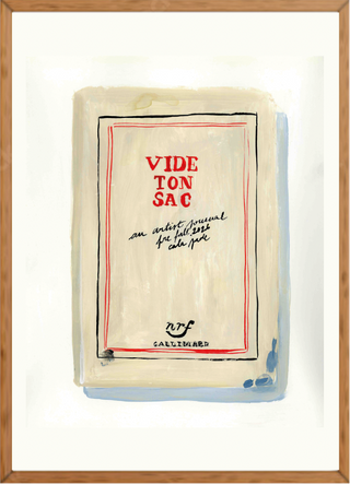 Framed artwork with text 'Vide ton sac' on a white background