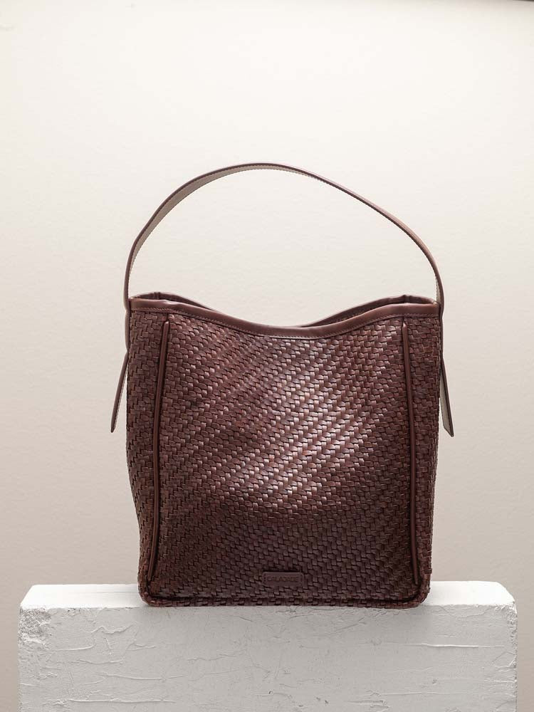 Cala Jade IWA dark brown leather shoulder bag