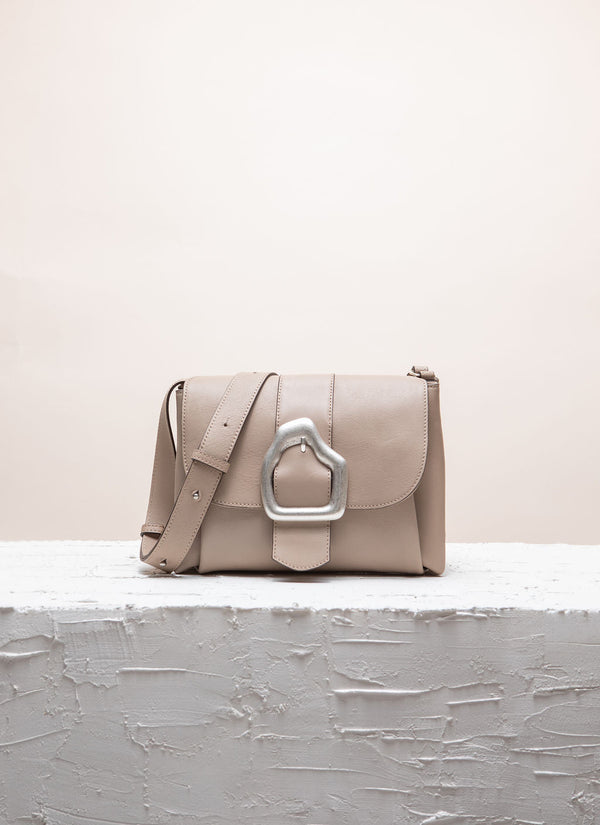 Cala jade Nami shoulder bag in beige with a silver buckle