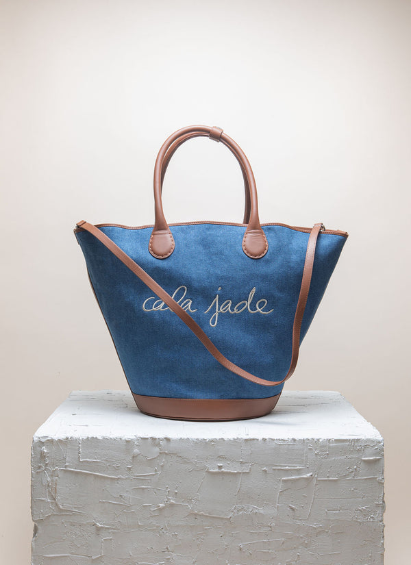 Cala Jade Sandhi blue jeans tote bag