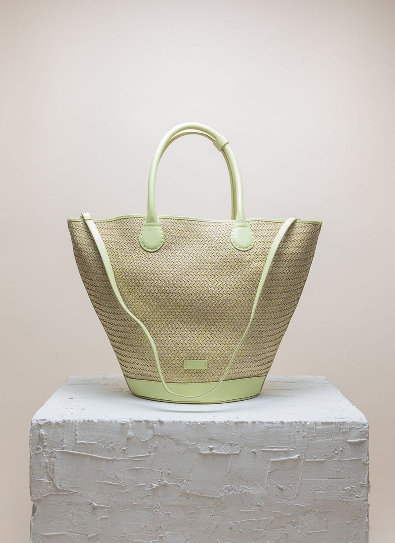 Cala Jade large Sandhi beige and green tote bag